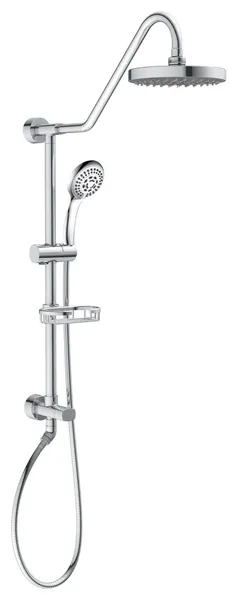 Kauai III 8-in Rain Showerhead Shower System with Slide Bar + Soap Dish 2.5 GPM, Chrome