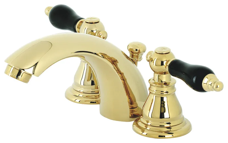 KB952AKL Widespread Bathroom Faucet With Plastic Pop-Up, Polished Brass