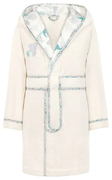 Kid's Bathrobe Jambo Ecru With Turquoise And Ash Gray 5-6 y