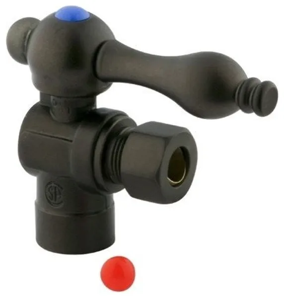 Kingston 1/2" Sweat 3/8" OD Angle Stop Lever Handle, Oil Rubbed Bronze