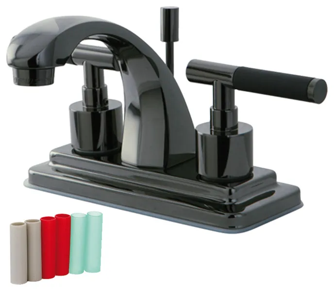 Kingston 4" Centerset Bathroom Faucet w/Brass Pop-Up, Black Stainless Steel