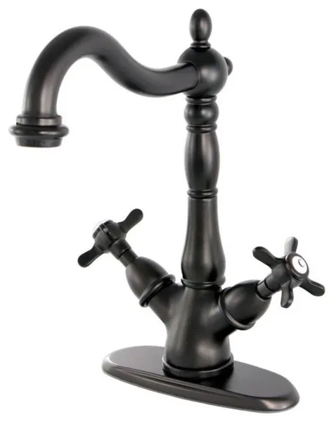 Kingston Brass 10 3/4" Double Cross Handle Bathroom Faucet, KS1495BEX