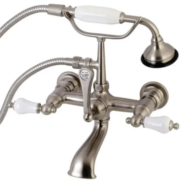 Kingston Brass 11 1/2" Wall Mount Clawfoot Tub Filler in Brushed Nickel, AE553T8
