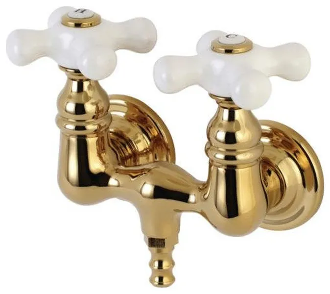 Kingston Brass 2 3/4" Wall Mount Clawfoot Tub Filler in Polished Brass, AE39T2