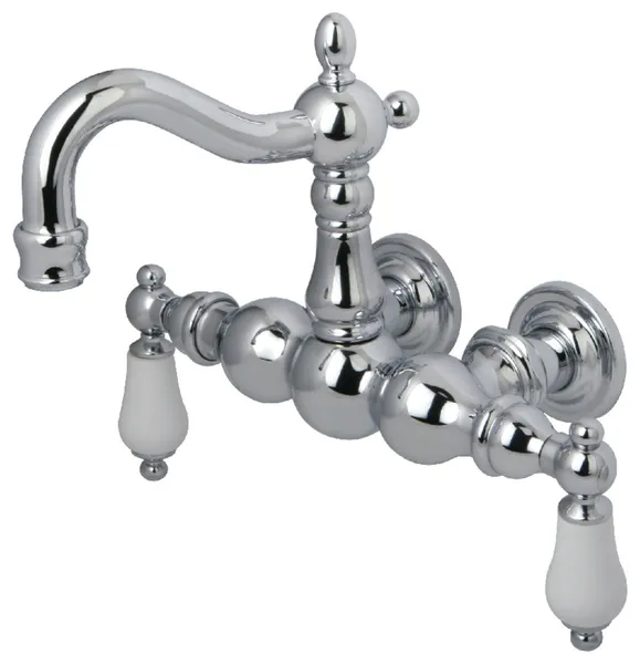 Kingston Brass 3-3/8" Wall Mount Tub Faucet, Polished Chrome