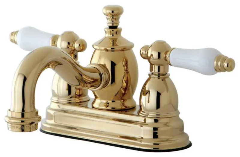 Kingston Brass 3 5/8" Dbl Porcelain Lever Handle Bathroom Faucet, KS7102PL