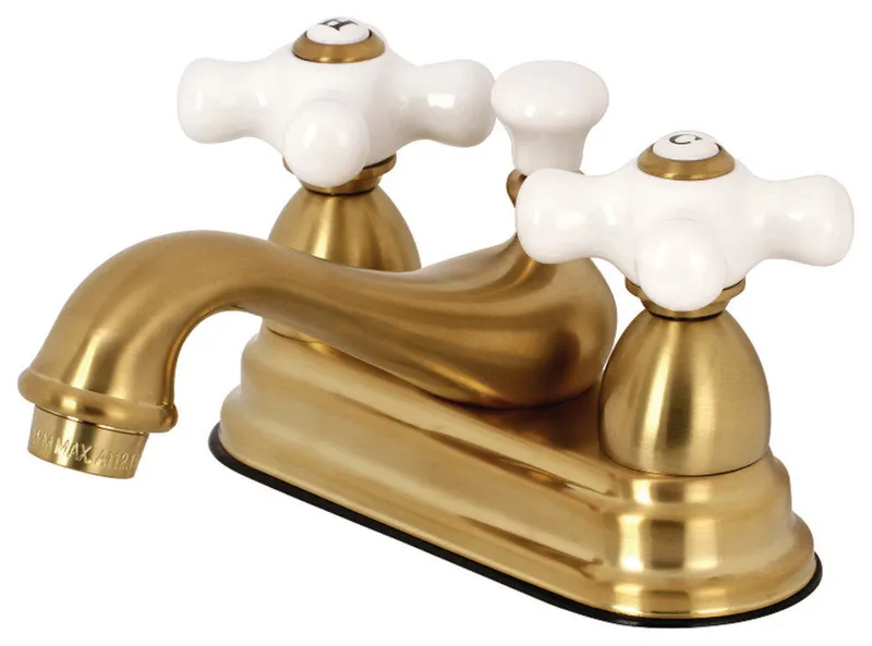 Kingston Brass 4" Centerset Bathroom Faucet, Brushed Brass