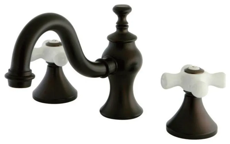 Kingston Brass 6" Dbl Porcelain Cross Handle Bathroom Faucet, KC7165PX