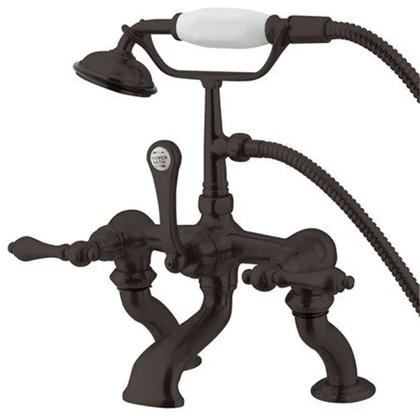 Kingston Brass 7" Deck Mount Tub Faucet With Hand Shower, Oil Rubbed Bronze