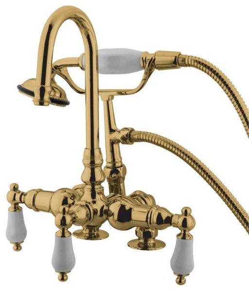 Kingston Brass 9 3/4" Deck Mounted Clawfoot Tub Filler in Polished Brass, CC15T2