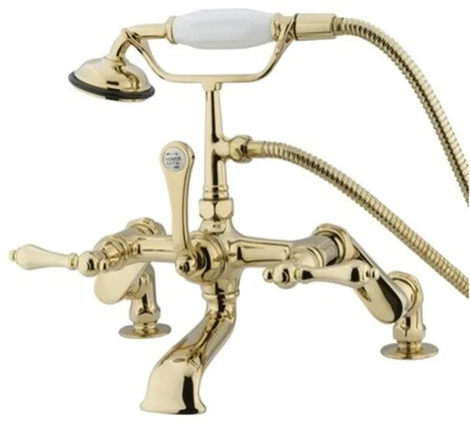 Kingston Brass Adjustable Center Deck Mount Tub Faucet, Polished Brass