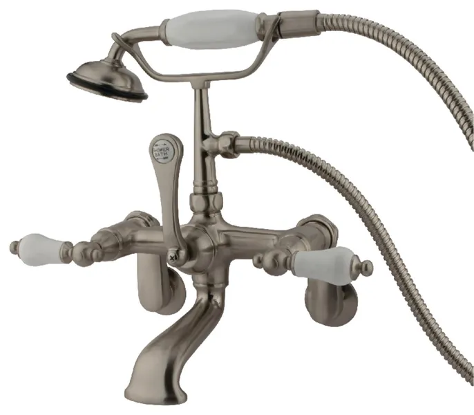 Kingston Brass Adjustable Center Wall Mount Tub Faucet, Brushed Nickel