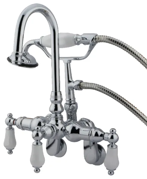Kingston Brass Adjustable Center Wall Mount Tub Faucet, Polished Chrome