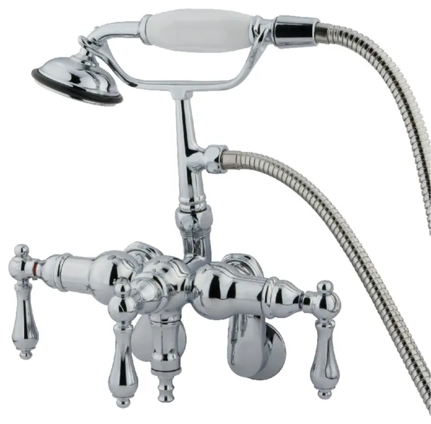 Kingston Brass Adjustable Center Wall Mount Tub Faucet, Polished Chrome