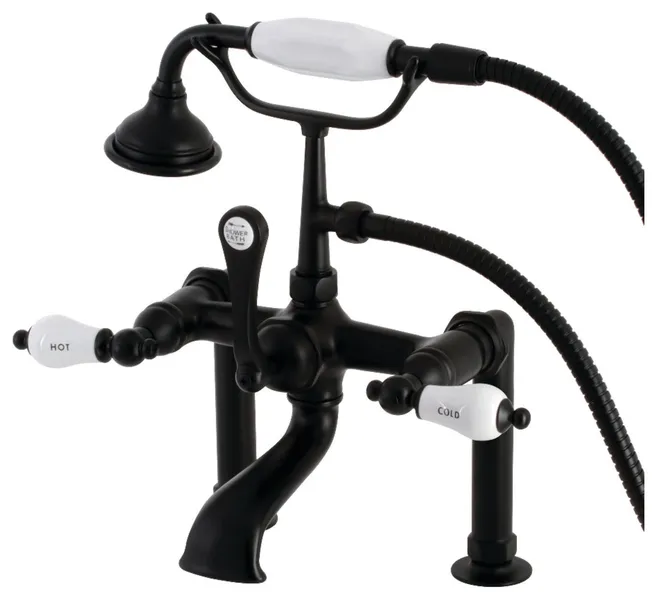 Kingston Brass AE107T Vintage Deck Mounted Tub Filler - Matte Black