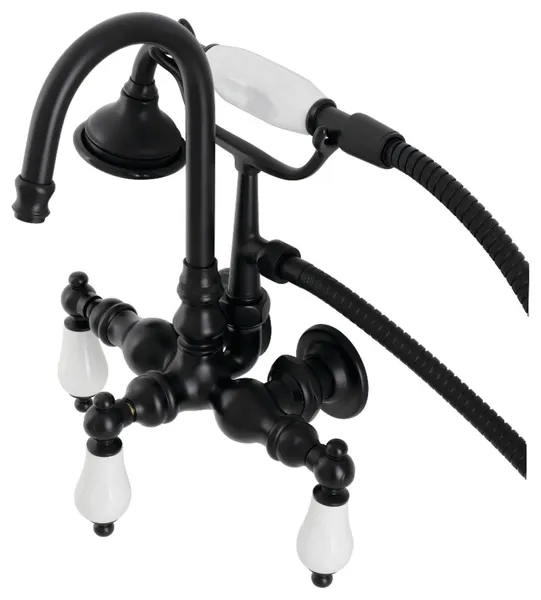 Kingston Brass AE11T Aqua Vintage Wall Mounted Clawfoot Tub - Matte Black