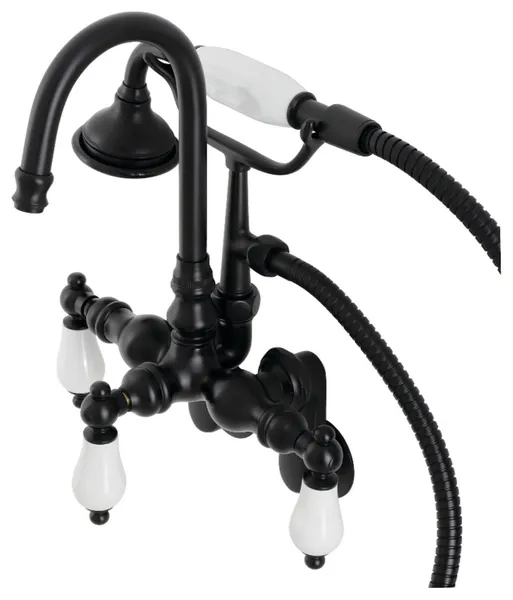 Kingston Brass AE305T Vintage Wall Mounted Clawfoot Tub Filler - Matte Black