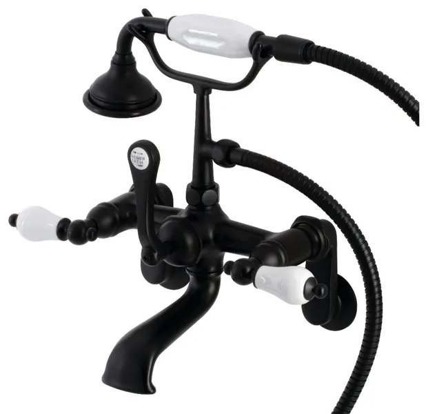 Kingston Brass AE55T Aqua Vintage Wall Mounted Tub Filler - Matte Black