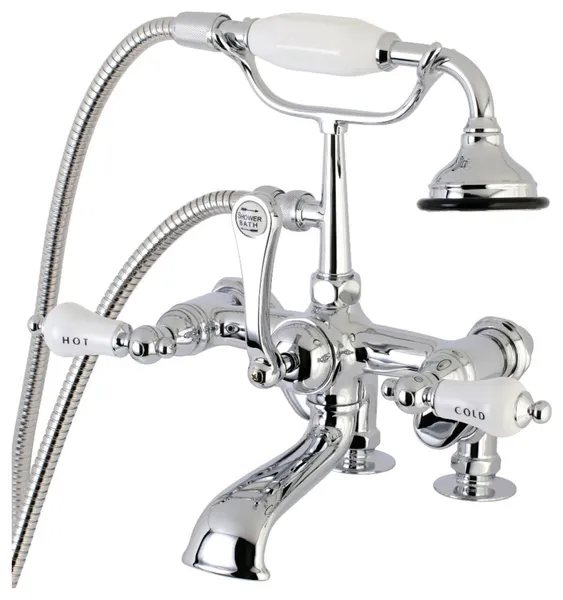 Kingston Brass AE654T Vintage Deck Mounted Clawfoot Tub Filler - Polished