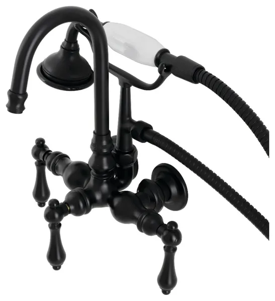 Kingston Brass AE7T Aqua Vintage Wall Mounted Clawfoot Tub Filler - Matte Black