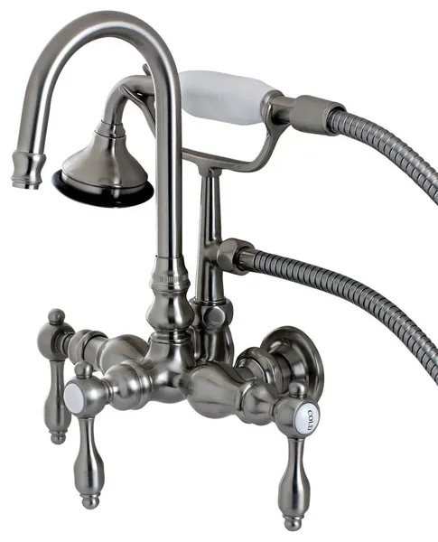 Kingston Brass AE7TTAL Tudor Wall Mounted Clawfoot Tub Filler - Brushed Nickel