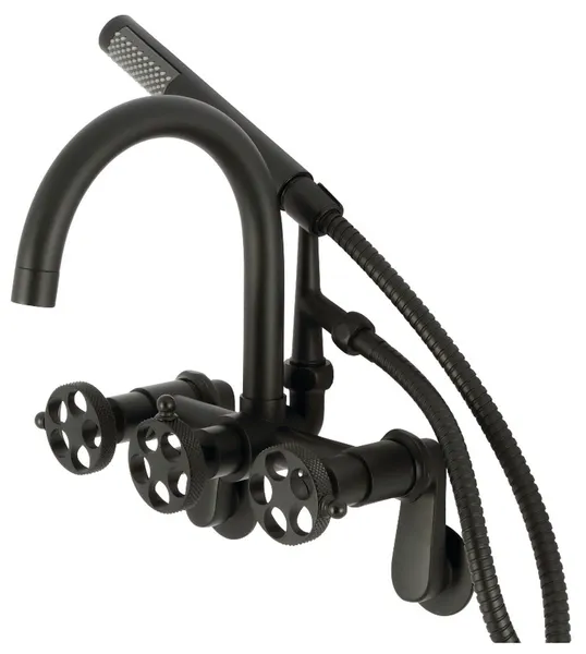 Kingston Brass AE815.RKX Webb Wall Mounted Tub Filler - Matte Black
