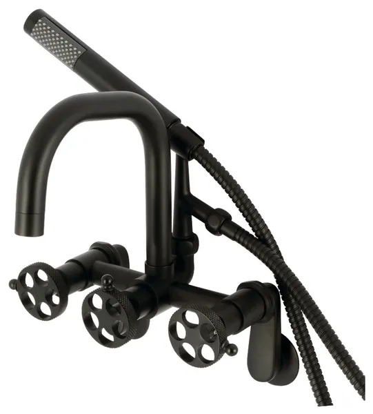 Kingston Brass AE845.RKX Webb Wall Mounted Tub Filler - Matte Black