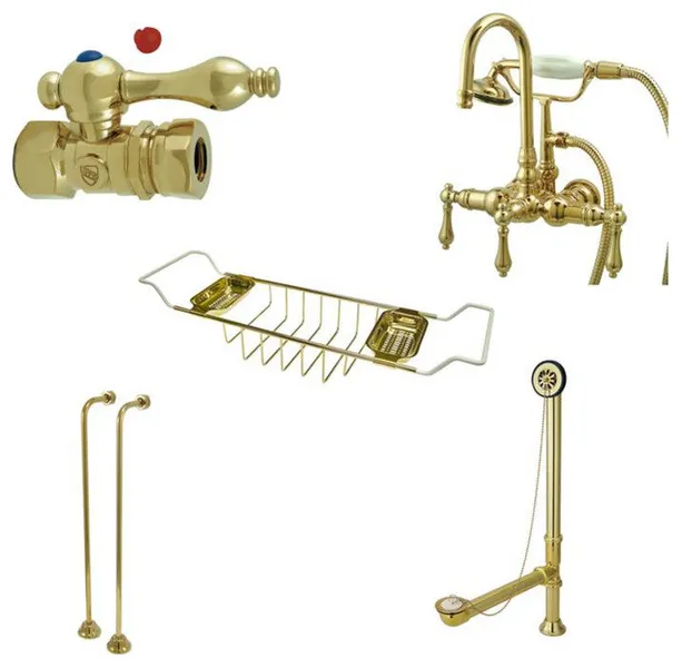 Kingston Brass Aqua Eden 9 1/2" Clawfoot Tub Filler Combo, CCK7T2SS-TC