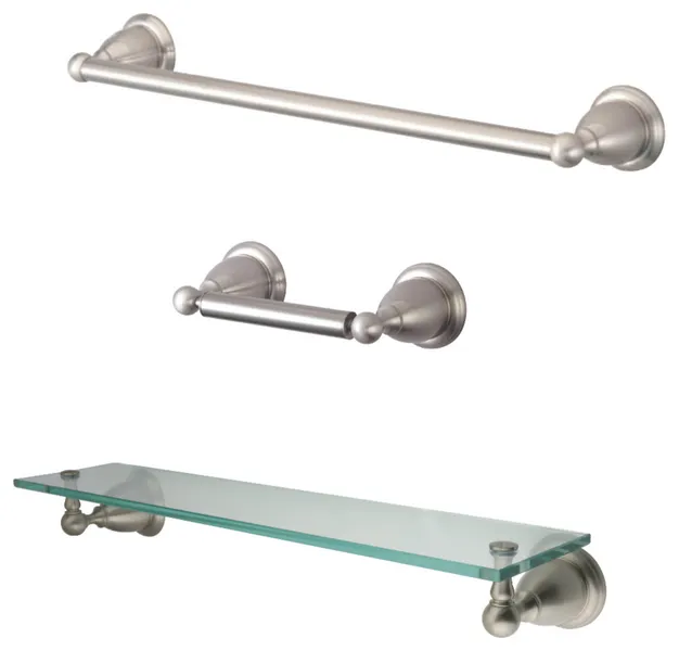Kingston Brass BA175289 Heritage 3 Piece Bathroom Package - Brushed Nickel