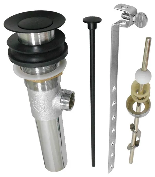 Kingston Brass Brass Pop-Up Drain With Overflow, Matte Black