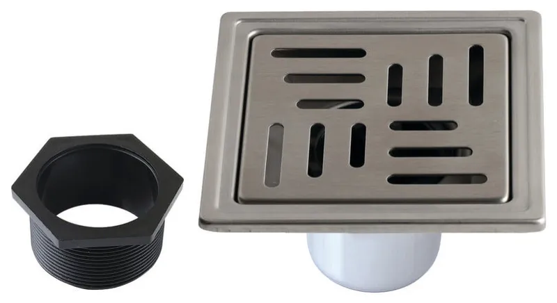 Kingston Brass BSF4410 Watercourse 4" Square Shower Drain - Polished Stainless