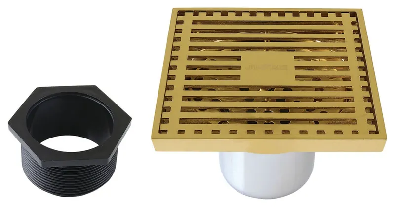 Kingston Brass BSF4464 Watercourse 3-15/16" Square Shower Drain - Brushed Brass