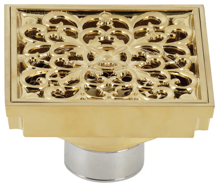 Kingston Brass BSF9771 Watercourse 4"W Scroll Square Shower Drain - Brushed