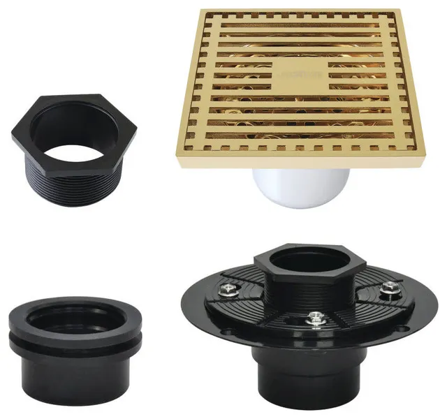Kingston Brass BSFK4464 Watercourse 3-15/16" Square Shower Drain - Polished