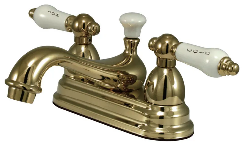 Kingston Brass CC13L2 4 in. Centerset Bathroom Faucet, Polished Brass