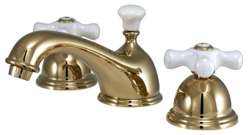 Kingston Brass CC39L2 8 to 16 in. Widespread Bathroom Faucet, Polished Brass