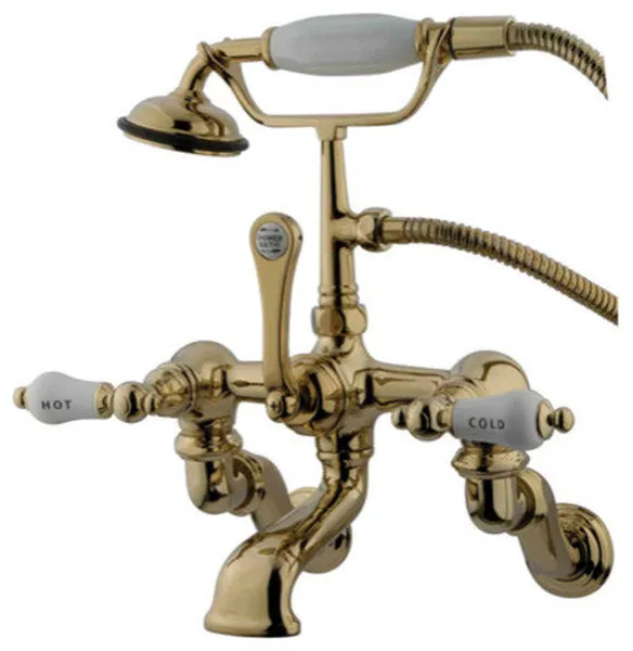 Kingston Brass CC461T Vintage Wall Mounted Clawfoot Tub Filler - Polished Brass