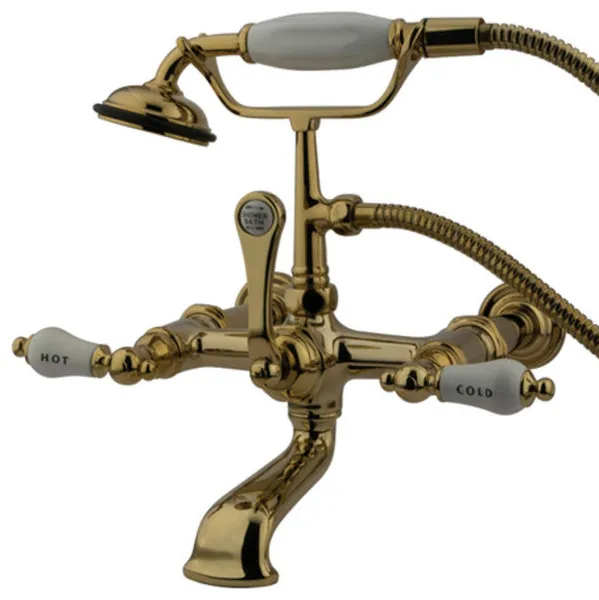 Kingston Brass CC545T Vintage Wall Mounted Tub Filler - Polished Brass