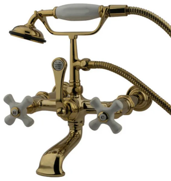 Kingston Brass CC549T Vintage Wall Mounted Tub Filler - Polished Brass