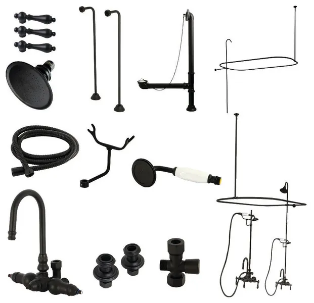 Kingston Brass CCK214.AL Vintage Retrofit Shower - Matte Black