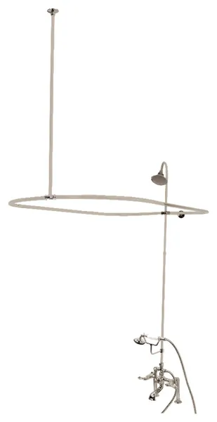 Kingston Brass Clawfoot Tub Faucet Package With Shower Enclosure, Brushed Nickel