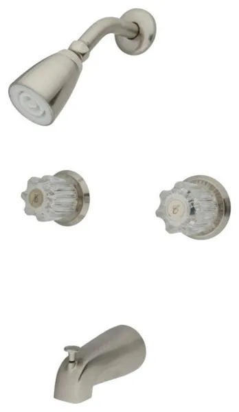 Kingston Brass Dbl Acrylic Handle Water Saving Tub and Shower Faucet, KB148