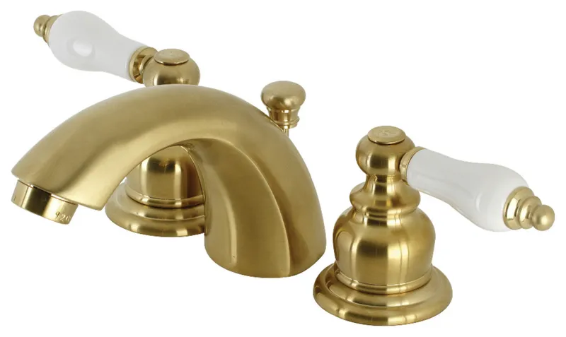 Kingston Brass KB957PLSB Widespread Bathroom Faucet, Brushed Brass