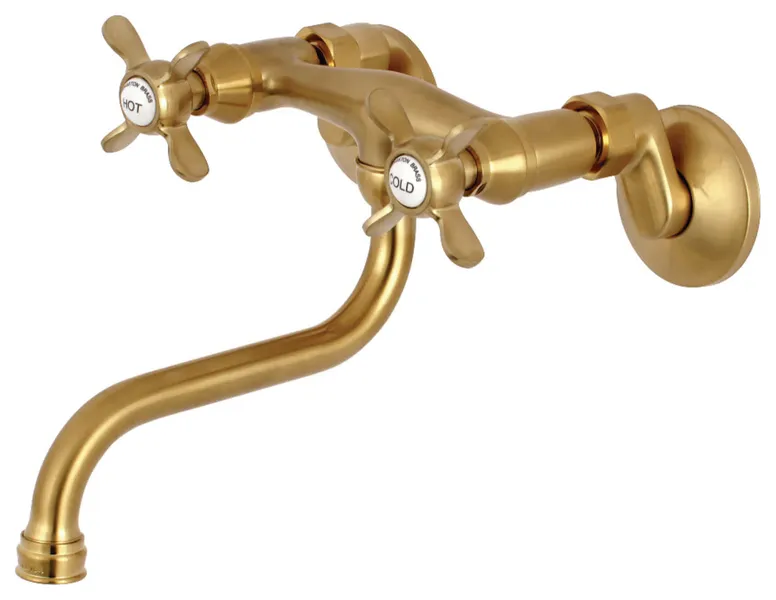 Kingston Brass KS116 Essex 1.2 GPM Wall Mounted Bridge - Brushed Brass