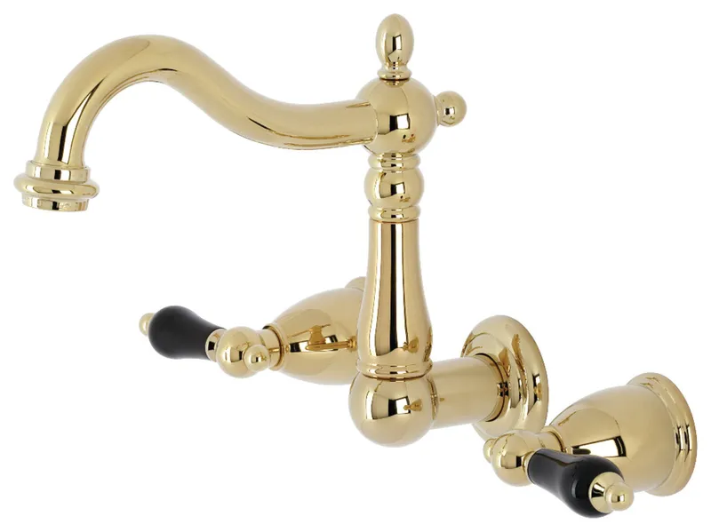 Kingston Brass KS1252PKL Two-Handle Wall Mount Bathroom Faucet, Polished Brass