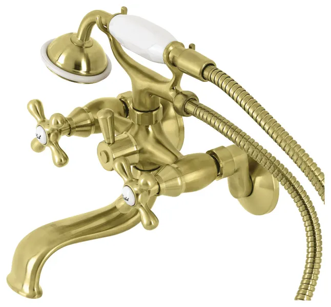 Kingston Brass KS225 Kingston Wall Mounted Clawfoot Tub Filler - Brushed Brass
