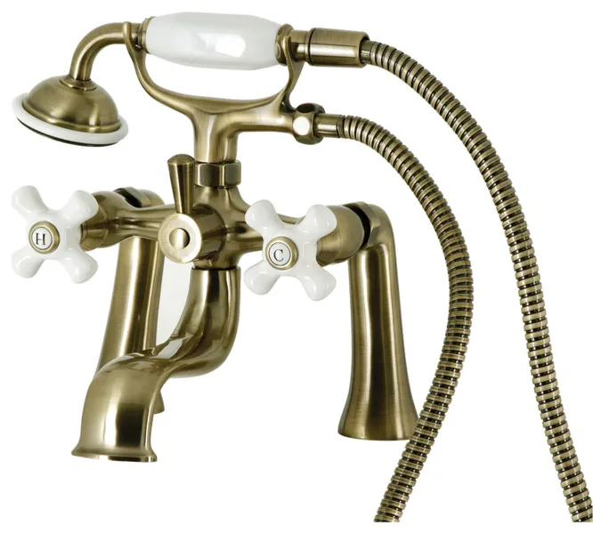 Kingston Brass KS228PX Kingston Deck Mounted 8" Tub Filler - Antique Brass