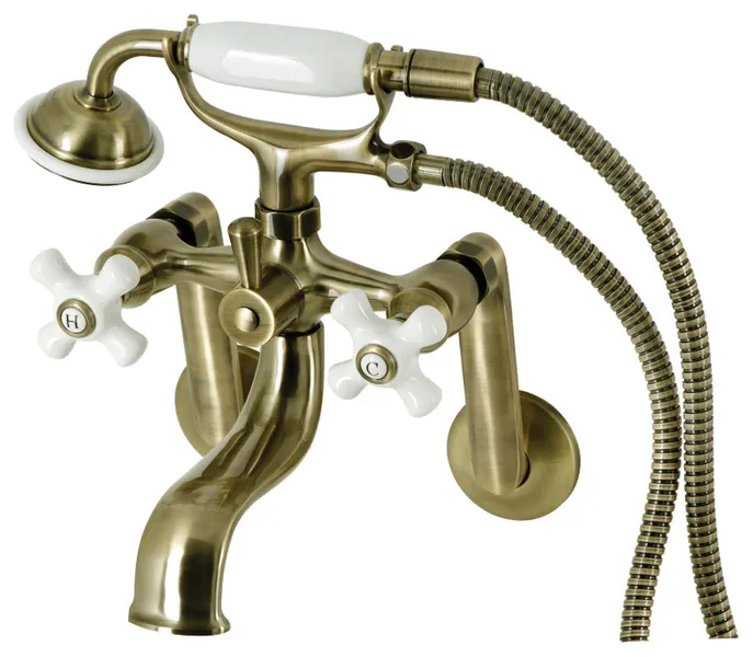 Kingston Brass KS229PX Kingston Wall Mounted 9-7/8" Tub Filler - Antique Brass