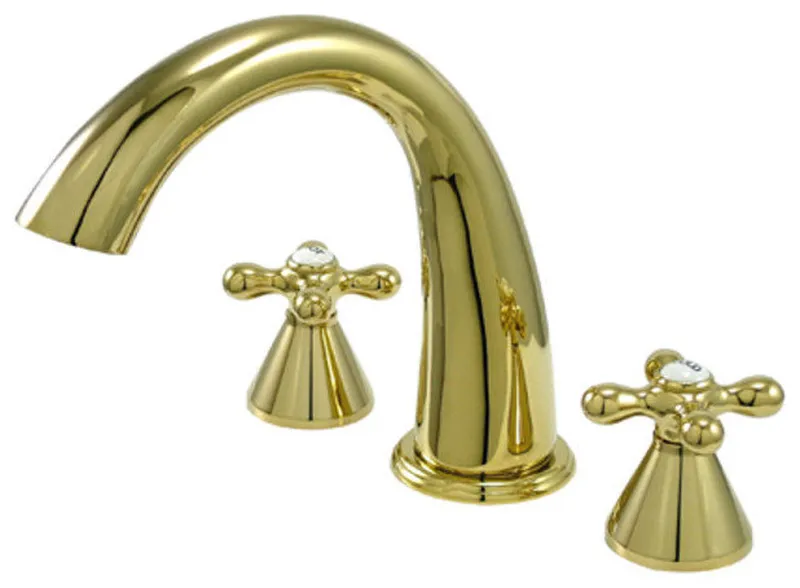 Kingston Brass KS236.AX Naples Deck Mounted Roman Tub Filler - Polished Brass
