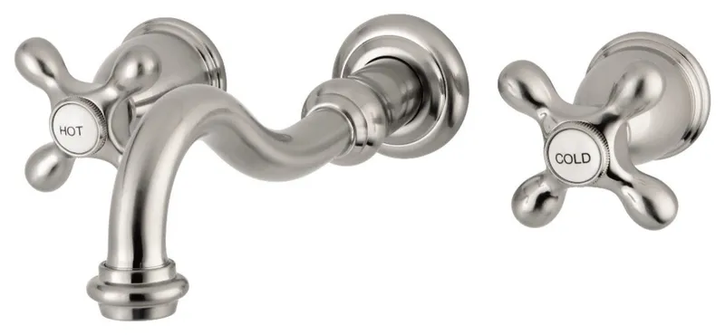 Kingston Brass KS302.AX Restoration Wall Mounted Tub Filler - Brushed Nickel